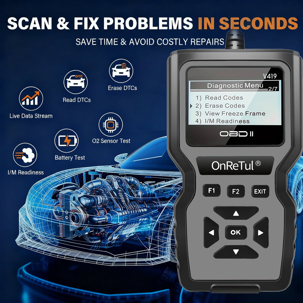 2025 Latest Obd2 Scanner Code Reader Car Engine Fault Scanner Can Diagnostic Scan Tool, Reads and Erases All Error Codes for Obdii/Eobd Protocol Vehicles after 1996, No Battery Required